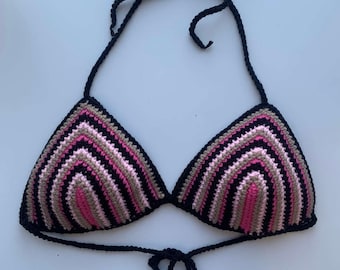 handmade striped crochet bralette/bikini top (version 2)