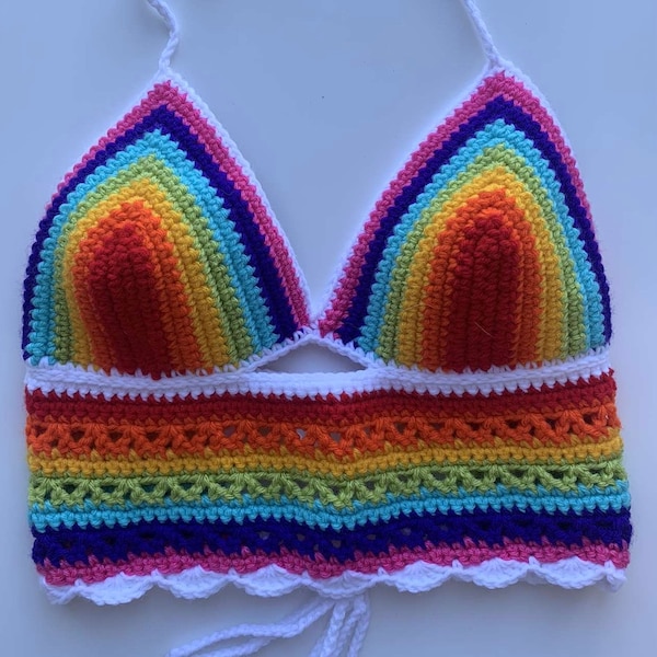 handmade rainbow crochet top/bralette