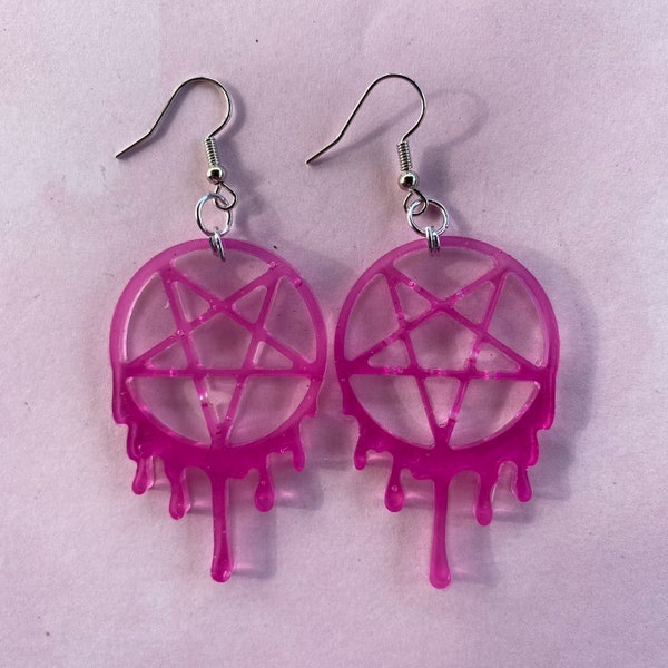 pentagram resin earrings / handmade resin earrings