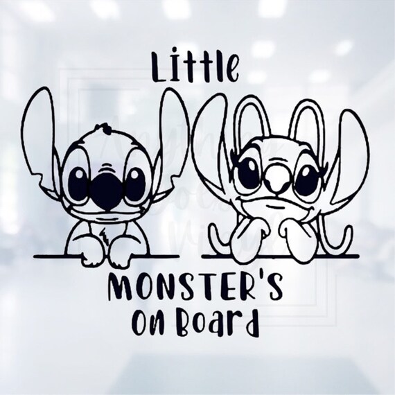 Little Monsters on Board Vinyl Decal Stitch and Angel Decal Etsy