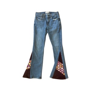 Girl&#39;s Berry Retro Corduroy Flares, Upcycled Jeans