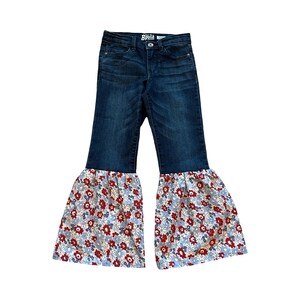 Size 6/6x, Girl&#39;s Boho Upcycled Skinny Jeans with Ruffle, B&#39;gosh