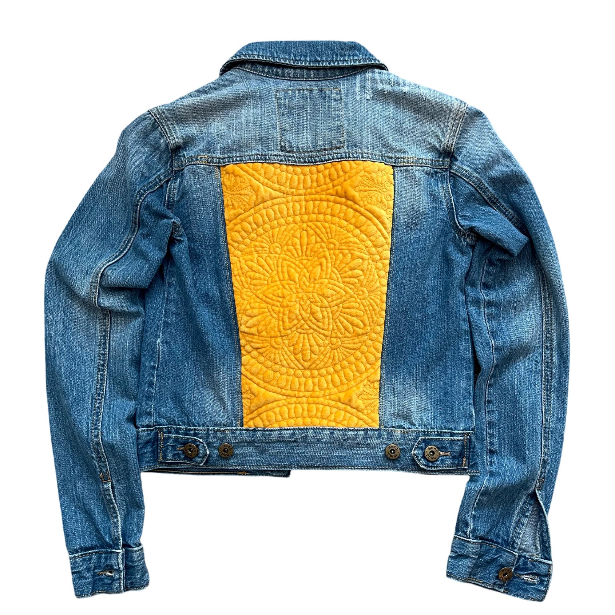 XS Girl's, Gold Medallion Jean Jacket, Upcycled Jean Jacket - Etsy