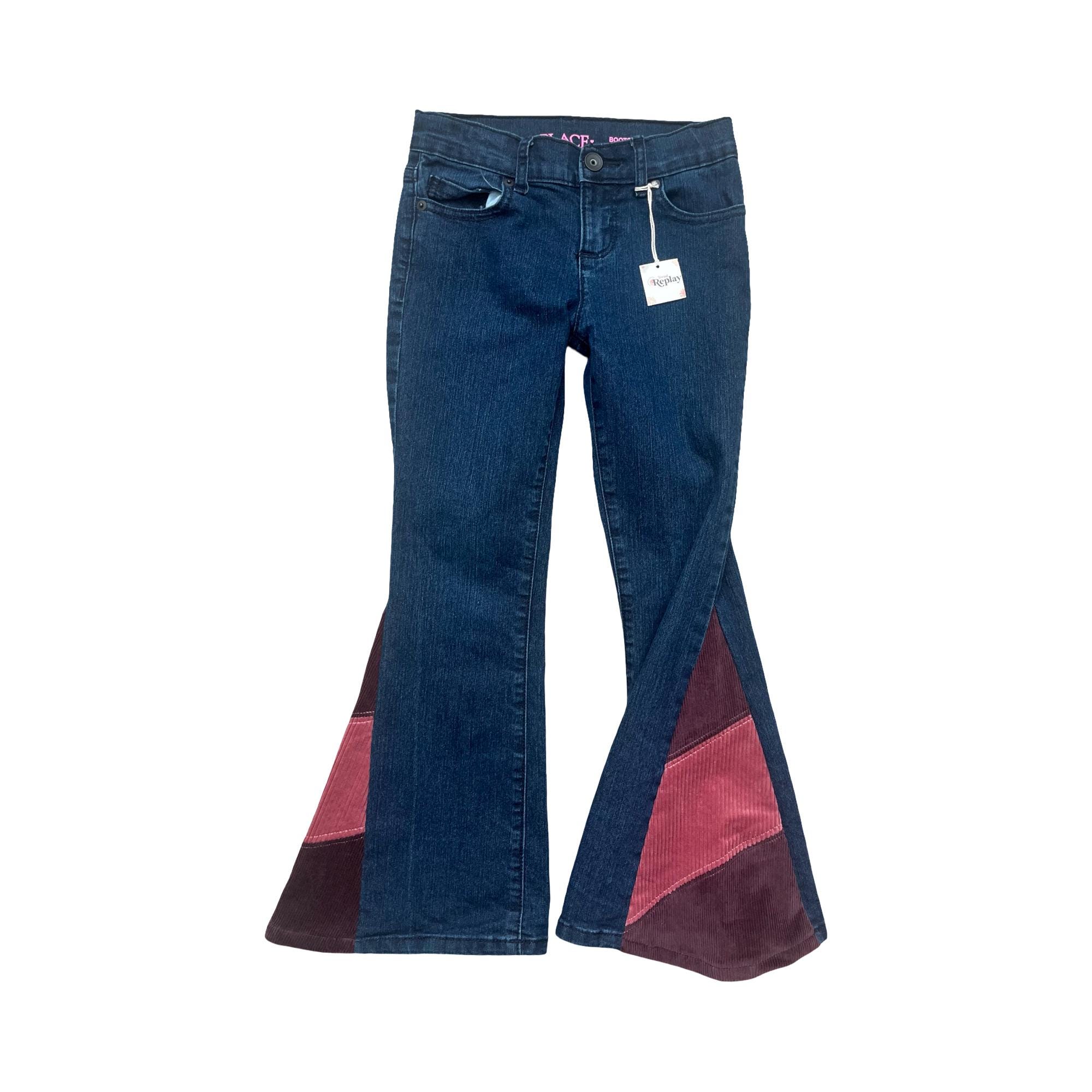 Size 6x/7, 12, Girl's Plum Rose Corduroy Flares, Upcycled Jeans, Children's Place