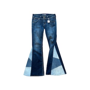 Women&#39;s Contrast Denim Flares,  Upcycled Jeans