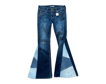 Pantalones vaqueros acampanados en contraste, talla 6 para mujer, reciclados