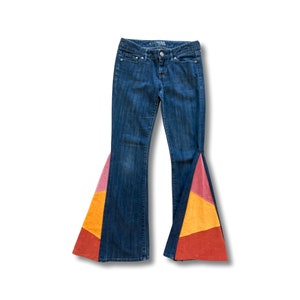 Women&#39;s Sunset Corduroy Bell Bottoms, Upcycled Jeans