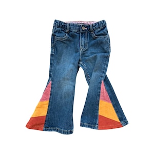 18-24months, Baby Girl&#39;s Sunset Corduroy Flares, Upcycled Jeans
