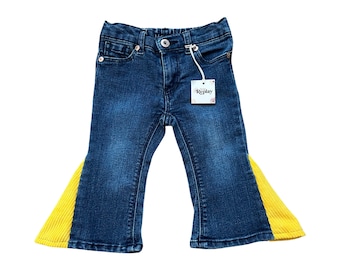 12 months - Baby Girl Upcycled Flare Jeans  with Corduroy, Jordache