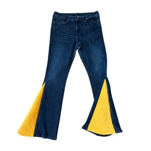 Women&#39;s Gold Medallion Flares, Upcycled Jeans
