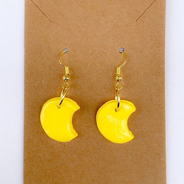 Lemon Yellow Handmade Moon Earrings