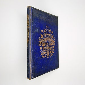 Le Garçon du fermier par Robert Bloomfield (1857) Livre ancien, Poésie vintage illustrée, Reliure décorative en or bleu, Couvertures dorées et colonne vertébrale