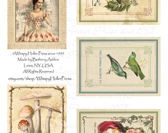 Vintage Journal-exlibris, utskrivbara efemera (digital nedladdning)
