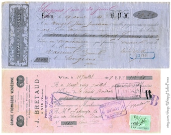 Vintage Ephemera Checks and Receipts, Printable Paper (Digital Download)