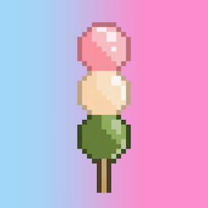 Hanami Dango Pixel Art Stickers - Food Sticker, Japanese Snack, Laptop Decal -