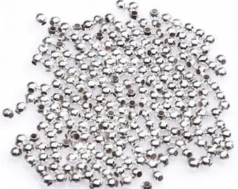 lot of 200 spacer beads 2 mm in silver-plated copper