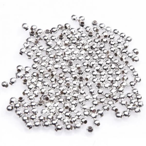 lot de 200 Perles intercalaires 3 mm en cuivre argentées