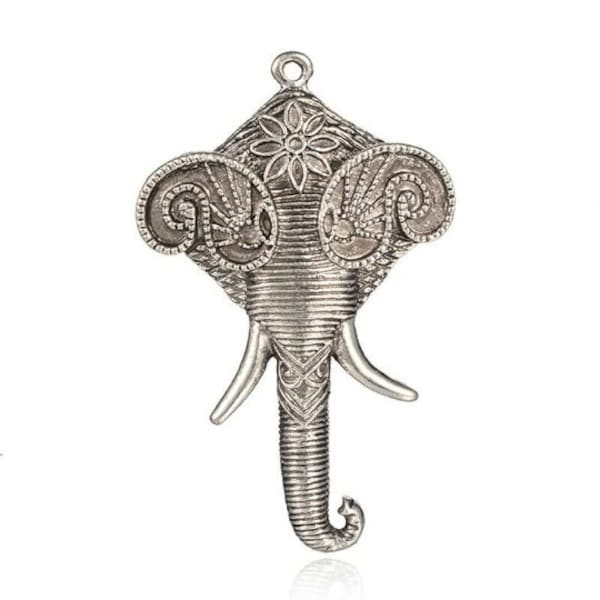 pendentif éléphant au style bohème en alliage de zinc 84x53 mm