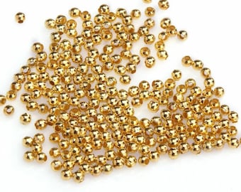 lot of 200 spacer beads 2 mm in gold-plated copper