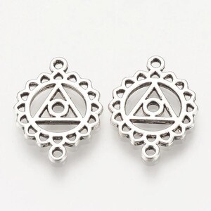 Lot De 5 Pendentifs Breloques Connecteurs 20x15 Mm Fleur Chakra Anahata - Idéal Pour Bijoux DIY Et Création Spirituelle