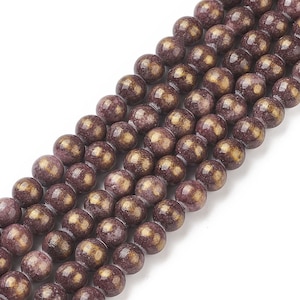 lot of 24 8 mm mashan jade beads dyed with gold powder