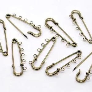 4 Brooch Supports Pin 5 Holes Bronze Color 5x2cm