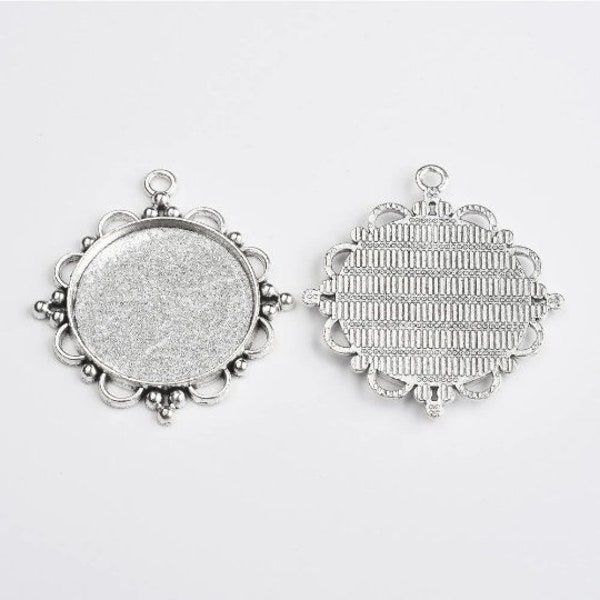 lot de 2 Pendentifs Support pour cabochon 30 mm