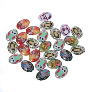 lot de 10 cabochons 25x18 mm " chouette hibou "