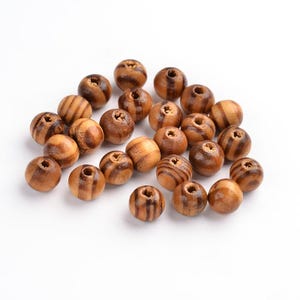 lote de 100 contas de madeira de cipreste 6 mm cor café