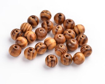 batch of 100 cypress wood beads 6 mm coffee color