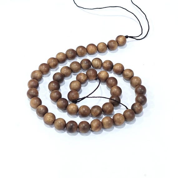 Lot De 48 Perles En Bois De Santal Brun Coco - 8 Mm, Naturelles, Neuves