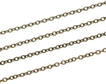 Chaîne bronze en laiton 2x1.5 mm  maille forçat vendu au mètre