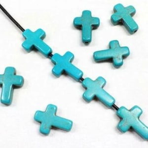 6 natural howlite beads 16x12 mm cross rosary shape