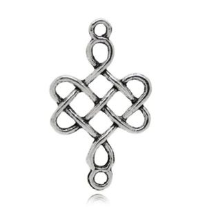 set of 3 Celtic knot connectors 32X27 mm Tibetan silver