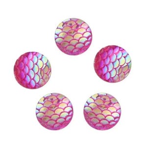 lot de 10 cabochons 12 mm " écailles dragon/sirene "
