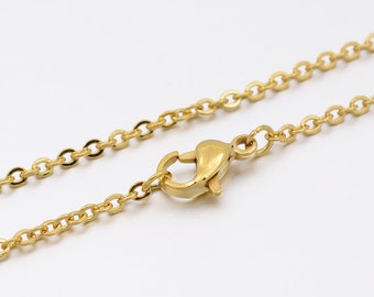 Collar de cadena de eslabones de acero inoxidable dorado de 2 x 1,5 mm y 45 cm