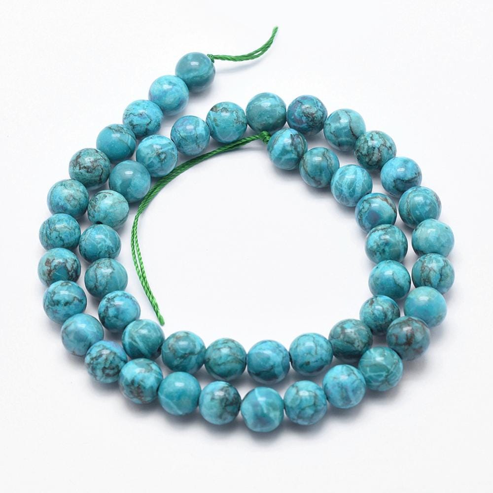 Lot De 30 Perles En Turquoise Naturel Africain - Diamètre 6 Mm - Réf. REF0502