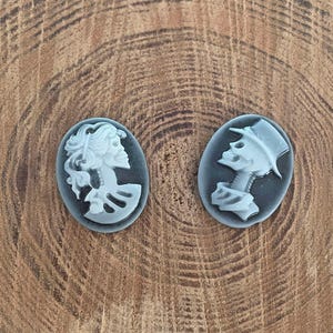 duo camée cabochons résine 25x18 mm " Steampunk "