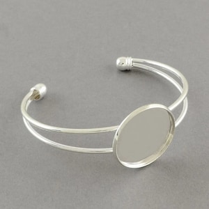 set of 5 silver-plated brass bracelets for 20 mm cabochon support