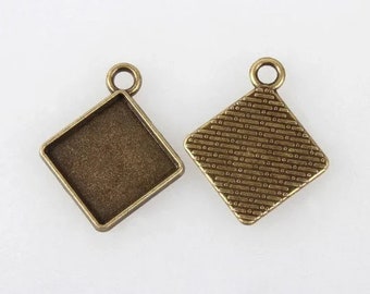 lot de 5 Pendentifs Support pour cabochon 15 mm bronze