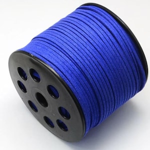 5 meters of 3 mm wide suede cord in electric blue color