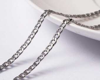 1 metro de cadena de eslabones trenzados de 4x3 mm en acero inoxidable