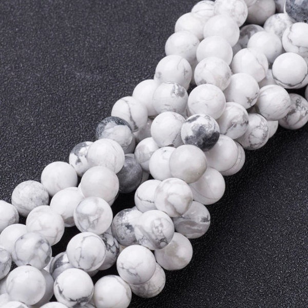 24 perles en howlite naturelle 8 mm