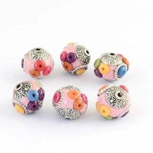 2 superb Indonesian beads in antique silver alloy 15x15 mm
