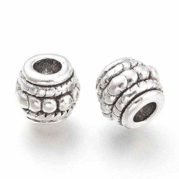 lot de 20 perles tonneau intercalaires 8x6.5 mm en argent tibétain