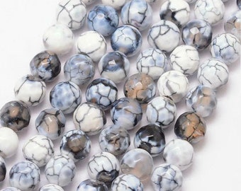 Lot von 24 facettierten Perlen 8 mm Feuerachat Naturjuwel