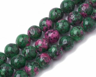 23 perles 8 MM en rubis zoïsite gemme naturel