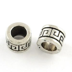 set of 10 column beads 9x7 mm in Tibetan silver
