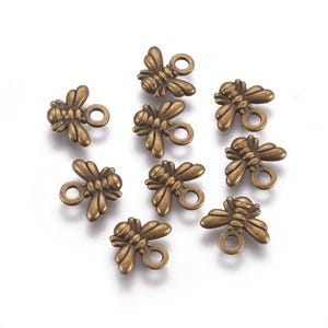 set of 8 bee charms 10x11 mm antique Tibetan silver