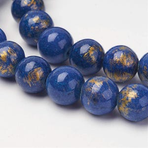 lot of 30 beads 6 mm in mashan jade dyed with gold powder